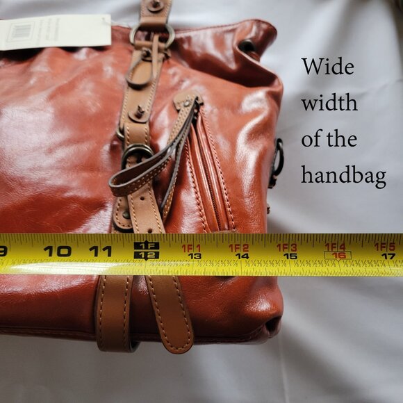 HYPE Genuine Leather Large Brown Glazed Tassel Shoulder Bag - NWT - Picture 15 of 15